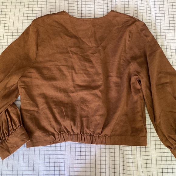 Joie Brown Linen Blouse - Picture 6 of 6